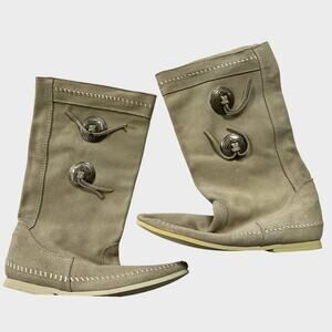 Minnetonka Mid Calf Suede Leather Boots Western Boho Moccasins USA Made Hippie 7